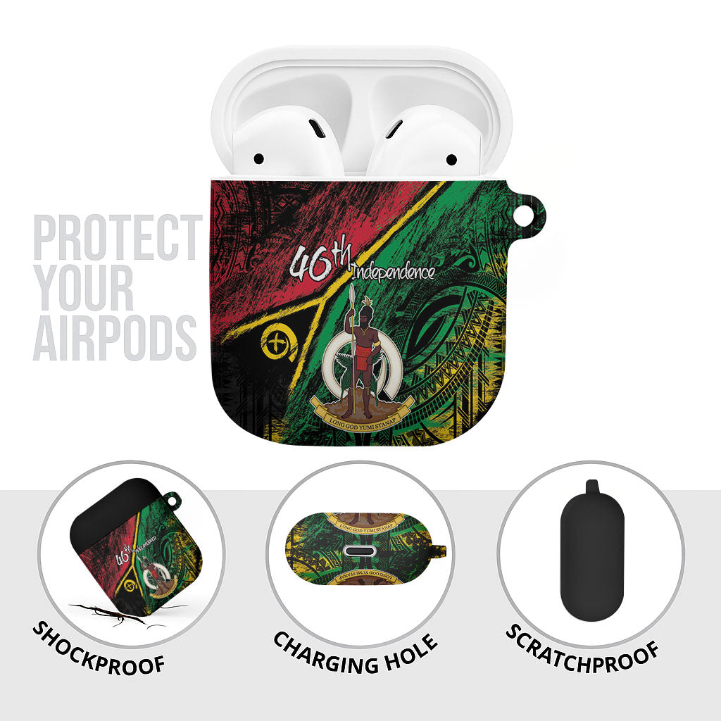 Vanuatu 46th Year Anniversary AirPods Case Vintage Grunge Vanuatu Flag Heritage
