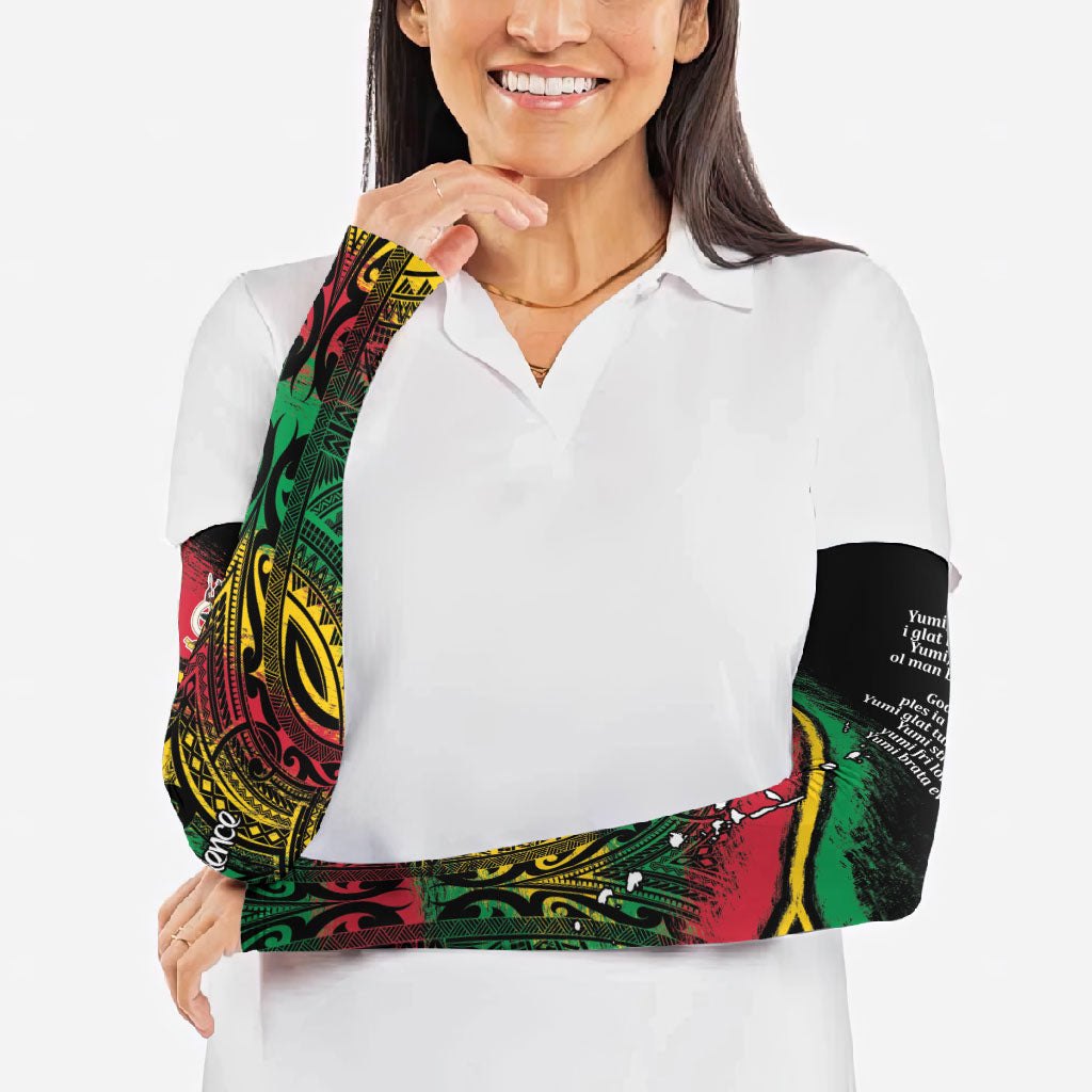 Vanuatu 46th Year Anniversary Arm Sleeves Vintage Grunge Vanuatu Flag Heritage
