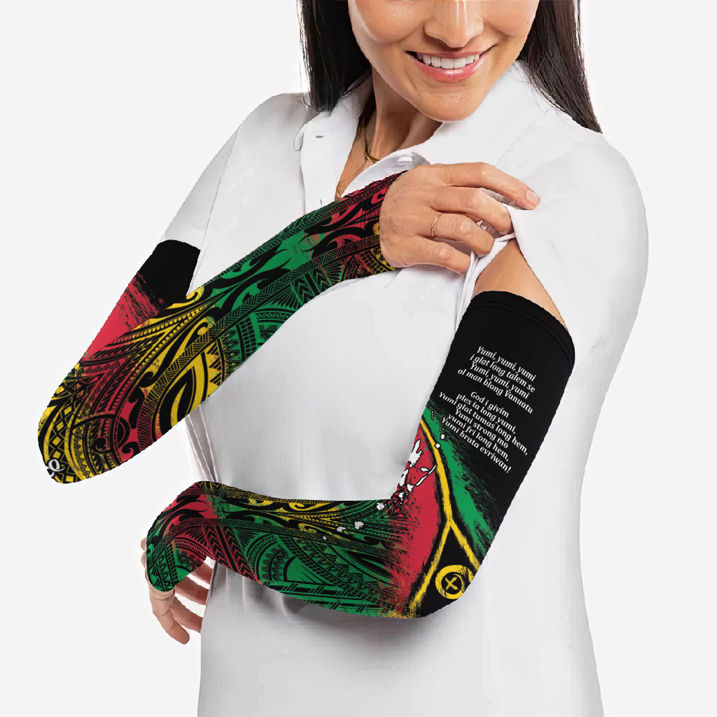 Vanuatu 46th Year Anniversary Arm Sleeves Vintage Grunge Vanuatu Flag Heritage