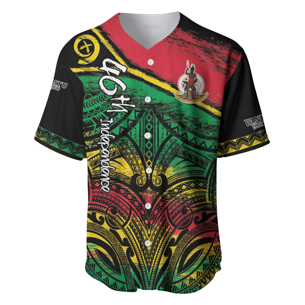 Vanuatu 46th Year Anniversary Baseball Jersey Vintage Grunge Vanuatu Flag Heritage
