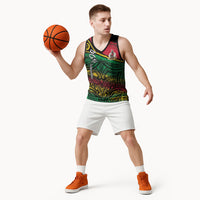 Vanuatu 46th Year Anniversary Basketball Jersey Vintage Grunge Vanuatu Flag Heritage