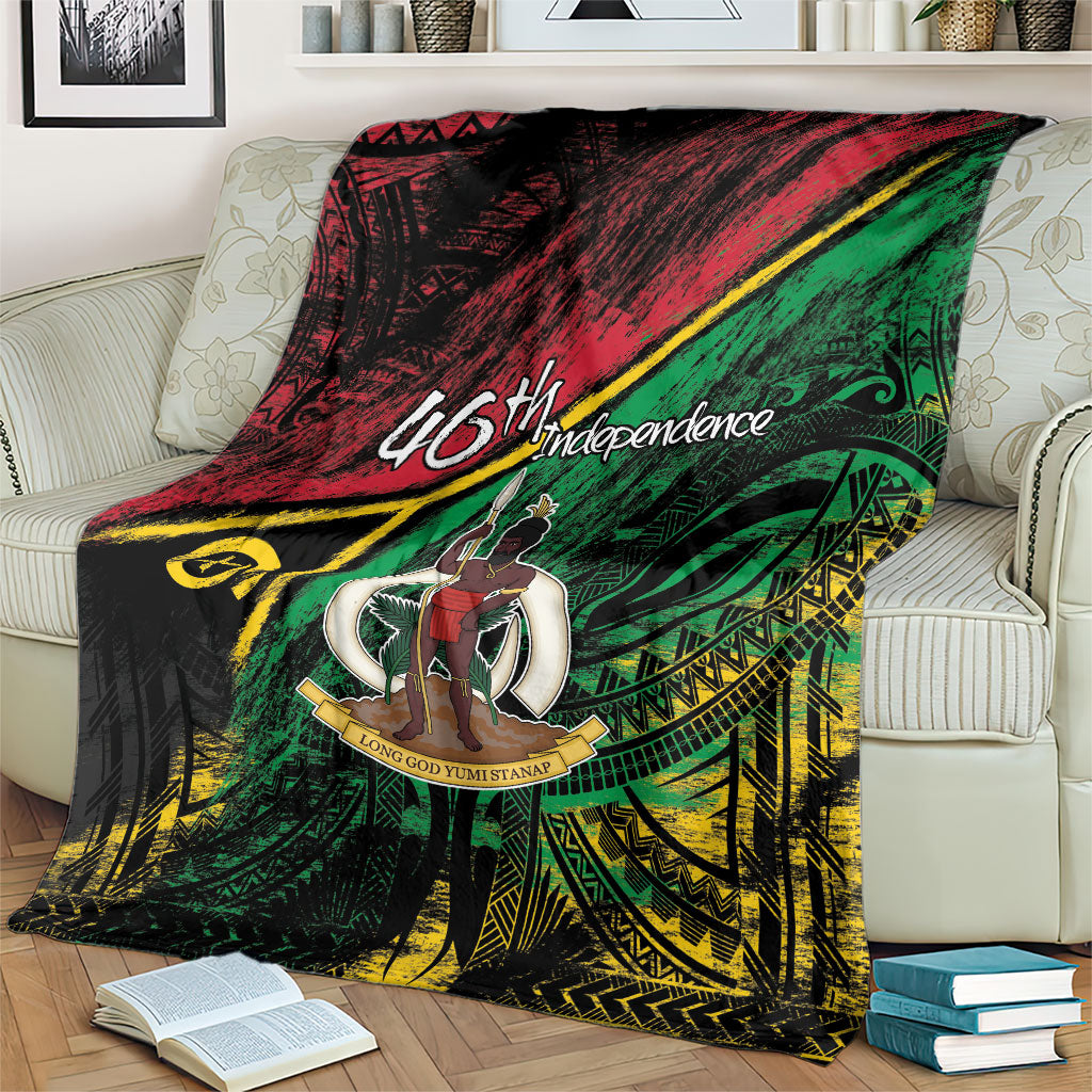 Vanuatu 46th Year Anniversary Blanket Vintage Grunge Vanuatu Flag Heritage