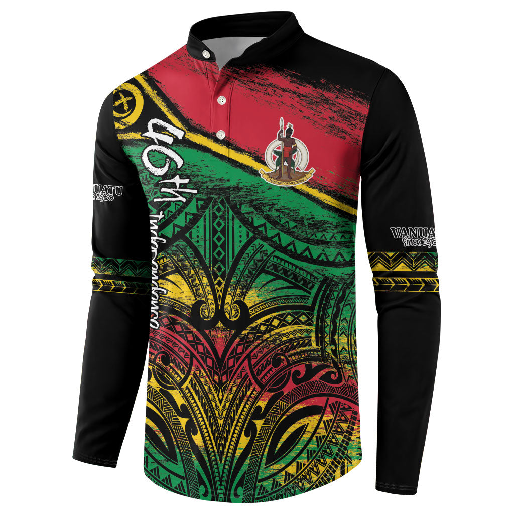Vanuatu 46th Year Anniversary Button Sweatshirt Vintage Grunge Vanuatu Flag Heritage