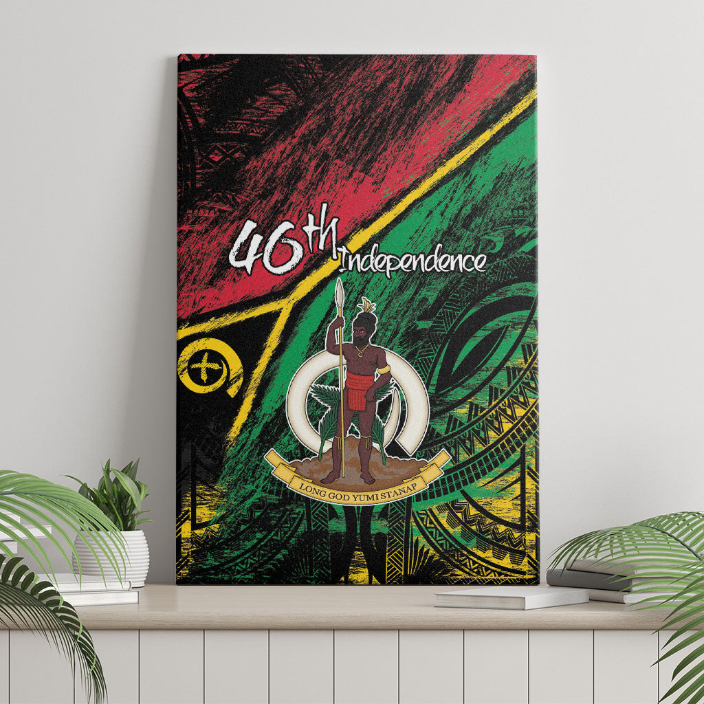 Vanuatu 46th Year Anniversary Canvas Wall Art Vintage Grunge Vanuatu Flag Heritage