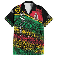 Vanuatu 46th Year Anniversary Family Matching Long Sleeve Bodycon Dress and Hawaiian Shirt Vintage Grunge Vanuatu Flag Heritage LT9 Dad's Shirt - Short Sleeve Black - Polynesian Pride