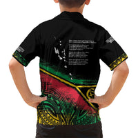 Vanuatu 46th Year Anniversary Family Matching Off The Shoulder Long Sleeve Dress and Hawaiian Shirt Vintage Grunge Vanuatu Flag Heritage LT9 - Polynesian Pride