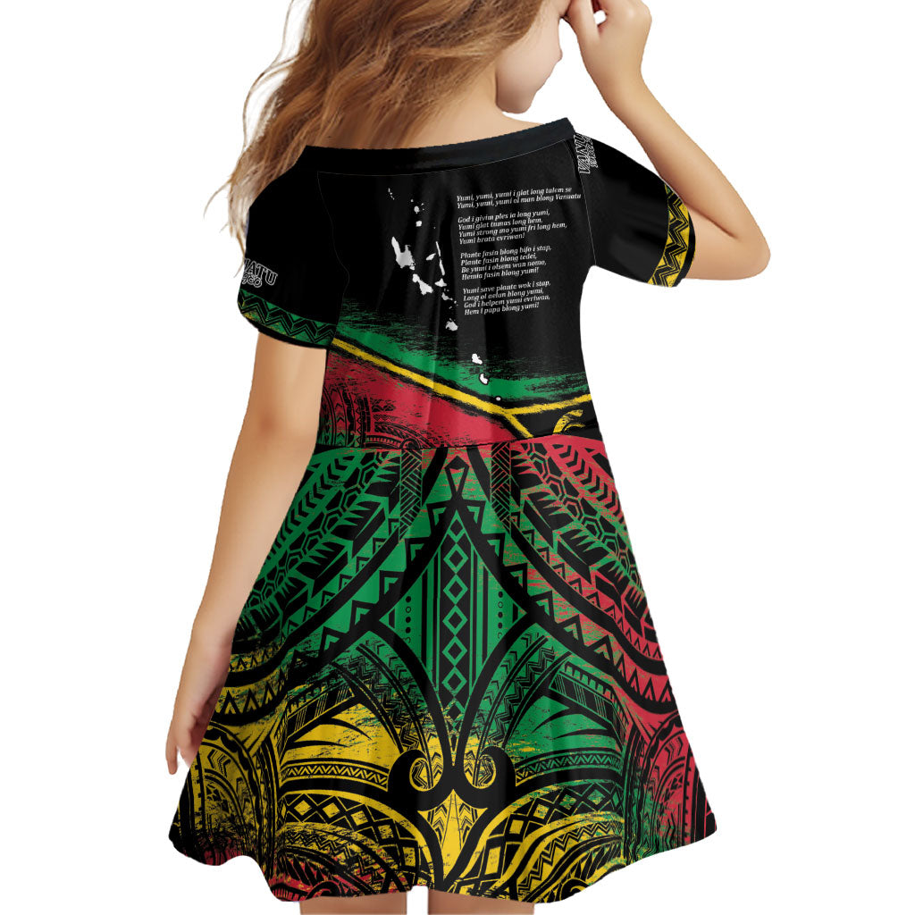 Vanuatu 46th Year Anniversary Family Matching Off Shoulder Short Dress and Hawaiian Shirt Vintage Grunge Vanuatu Flag Heritage LT9 - Polynesian Pride