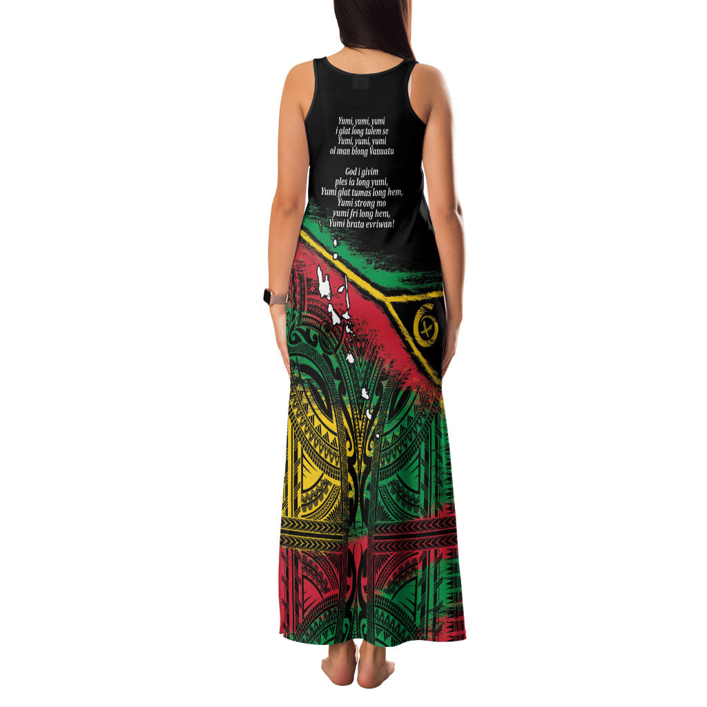 Vanuatu 46th Year Anniversary Family Matching Tank Maxi Dress and Hawaiian Shirt Vintage Grunge Vanuatu Flag Heritage LT9 - Polynesian Pride