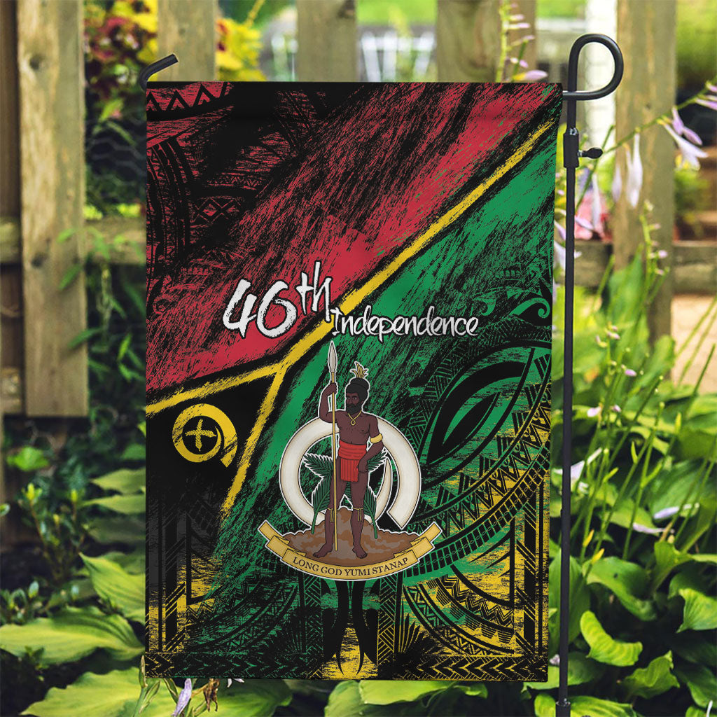 Vanuatu 46th Year Anniversary Garden Flag Vintage Grunge Vanuatu Flag Heritage