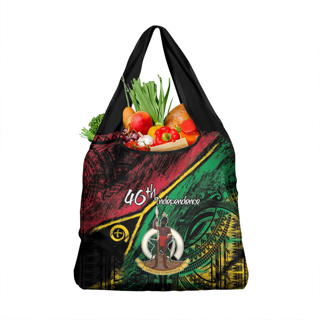 Vanuatu 46th Year Anniversary Grocery Bag Vintage Grunge Vanuatu Flag Heritage