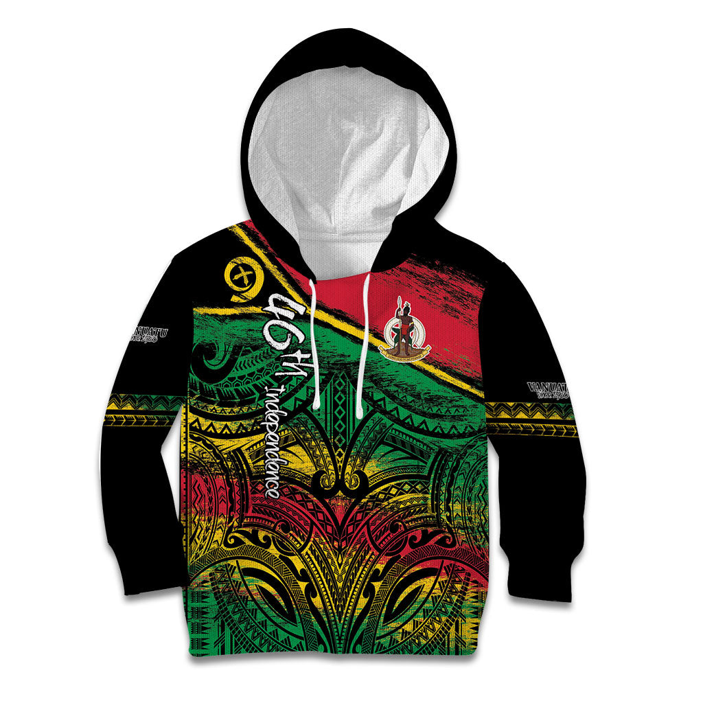 Vanuatu 46th Year Anniversary Kid Hoodie Vintage Grunge Vanuatu Flag Heritage