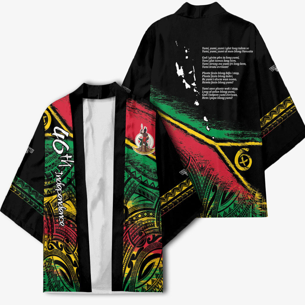 Vanuatu 46th Year Anniversary Kimono Vintage Grunge Vanuatu Flag Heritage