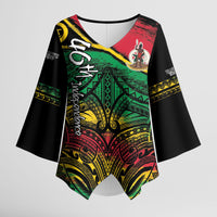 Vanuatu 46th Year Anniversary Kimono Sleeve Blouse Vintage Grunge Vanuatu Flag Heritage