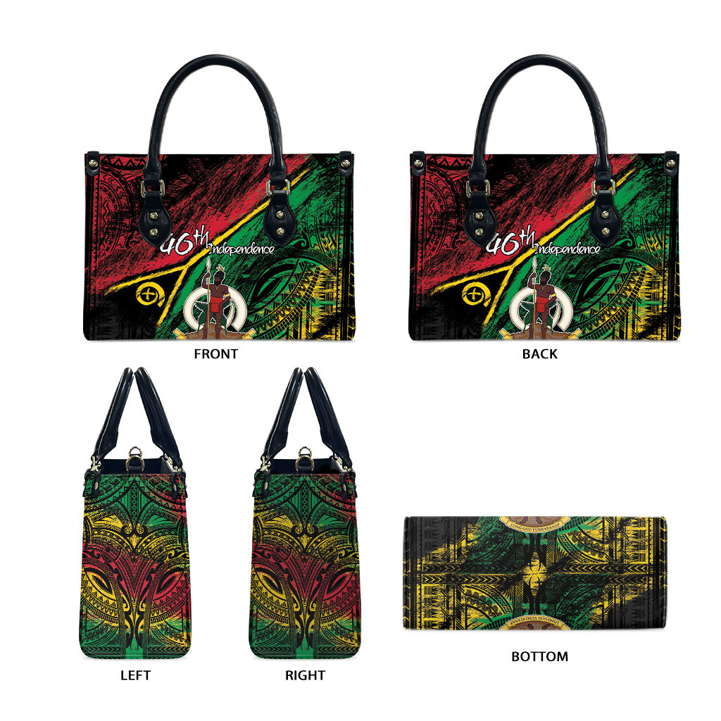 Vanuatu 46th Year Anniversary Leather Bag Vintage Grunge Vanuatu Flag Heritage