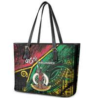 Vanuatu 46th Year Anniversary Leather Tote Bag Vintage Grunge Vanuatu Flag Heritage