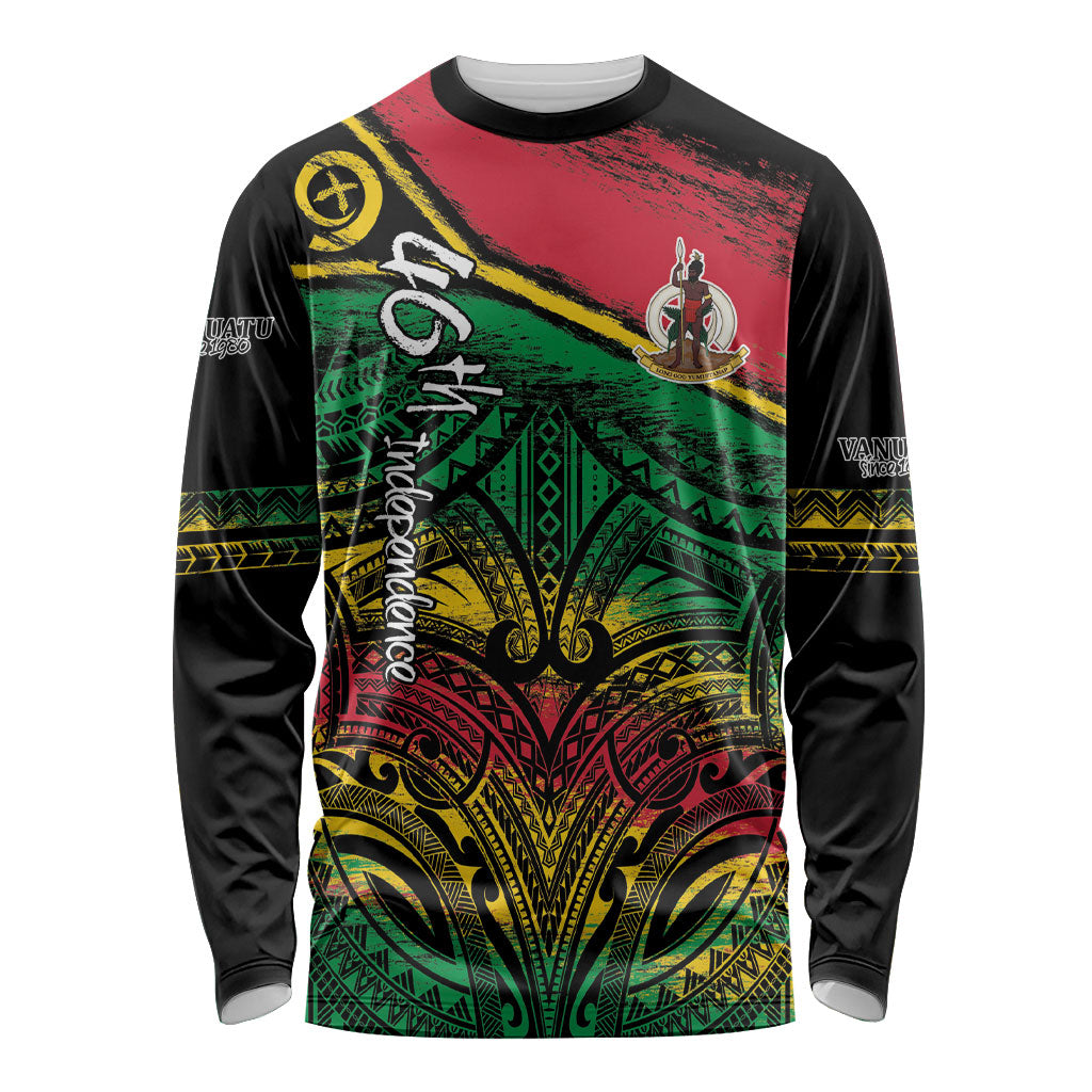 Vanuatu 46th Year Anniversary Long Sleeve Shirt Vintage Grunge Vanuatu Flag Heritage
