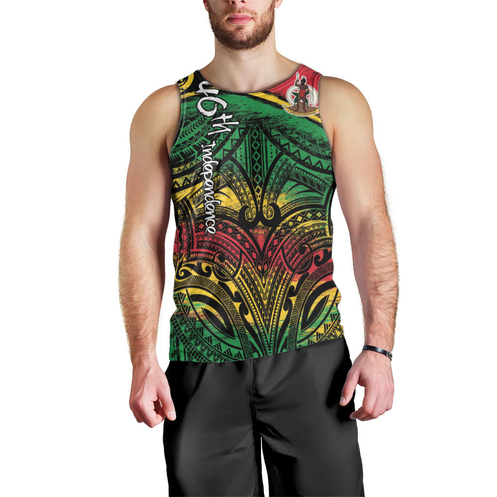 Vanuatu 46th Year Anniversary Men Tank Top Vintage Grunge Vanuatu Flag Heritage