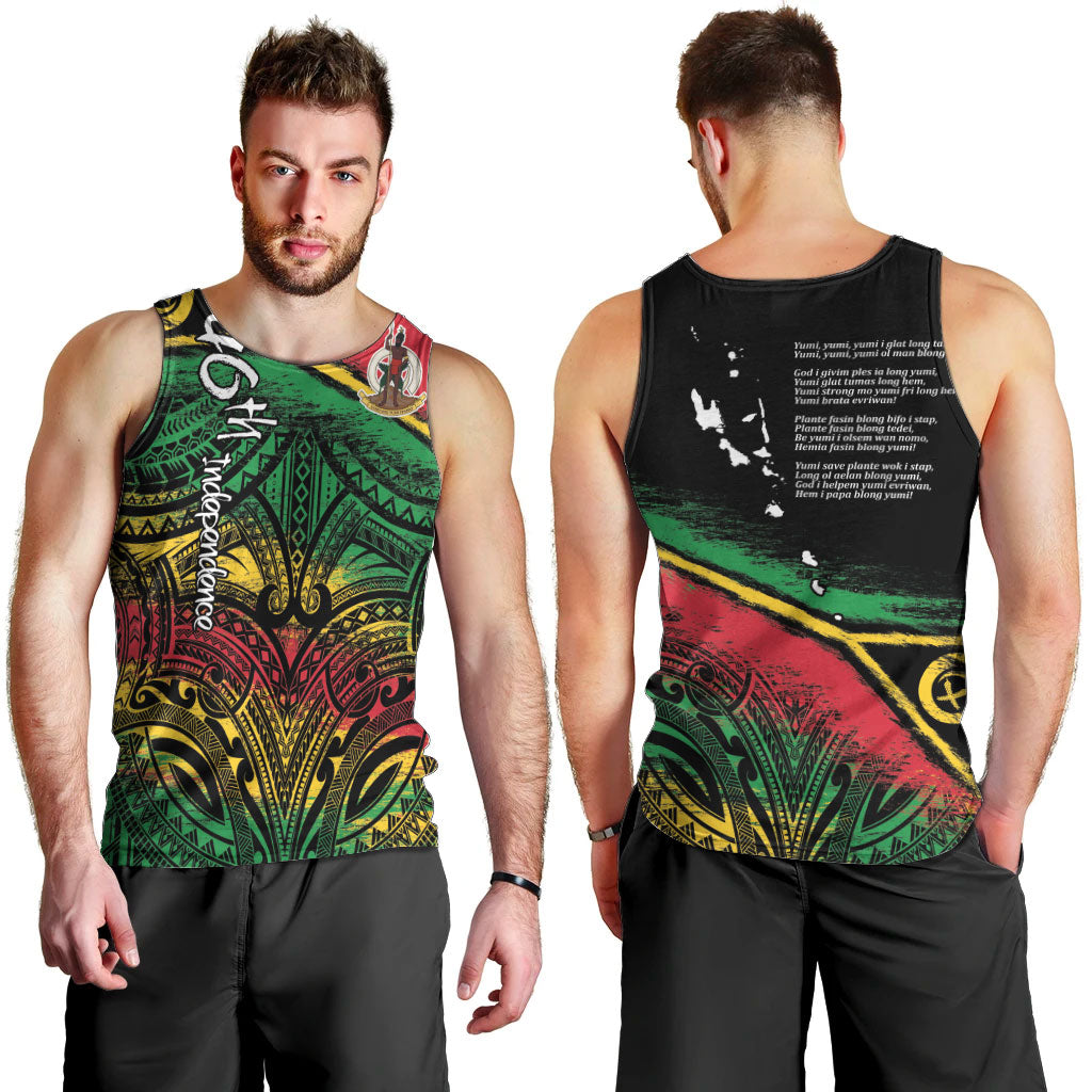 Vanuatu 46th Year Anniversary Men Tank Top Vintage Grunge Vanuatu Flag Heritage