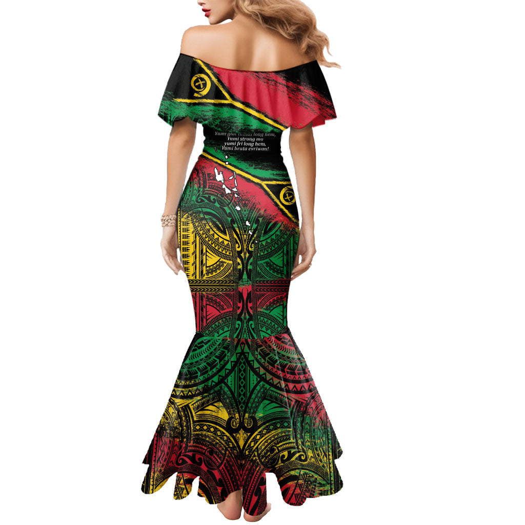 Vanuatu 46th Year Anniversary Mermaid Dress Vintage Grunge Vanuatu Flag Heritage