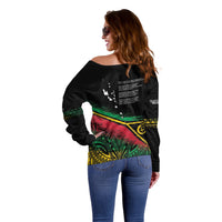 Vanuatu 46th Year Anniversary Off Shoulder Sweater Vintage Grunge Vanuatu Flag Heritage