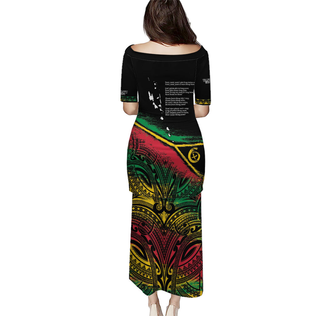 Vanuatu 46th Year Anniversary Puletasi Vintage Grunge Vanuatu Flag Heritage