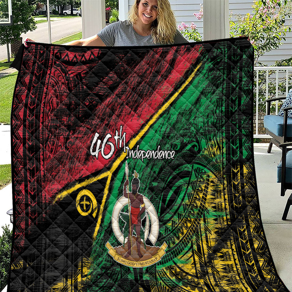 Vanuatu 46th Year Anniversary Quilt Vintage Grunge Vanuatu Flag Heritage