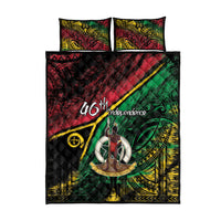 Vanuatu 46th Year Anniversary Quilt Bed Set Vintage Grunge Vanuatu Flag Heritage