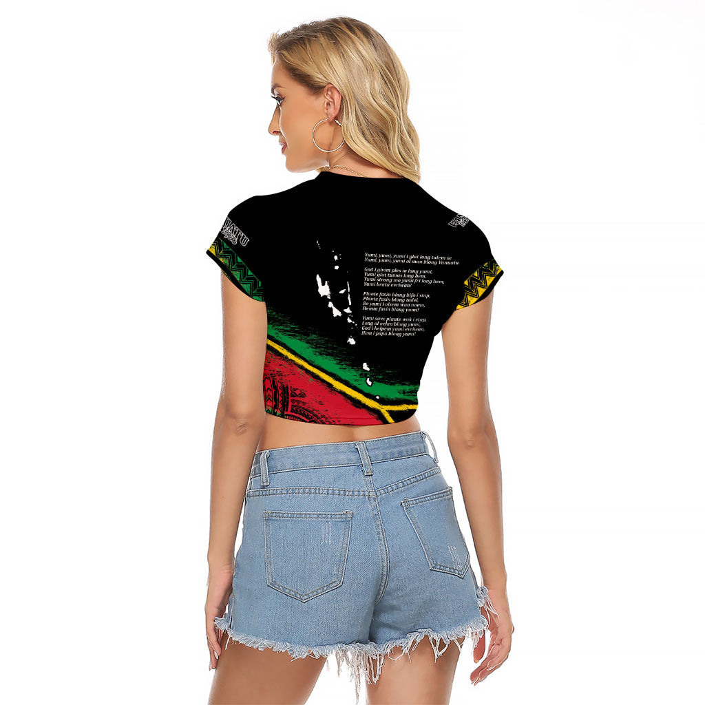 Vanuatu 46th Year Anniversary Raglan Cropped T Shirt Vintage Grunge Vanuatu Flag Heritage