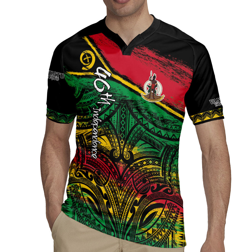 Vanuatu 46th Year Anniversary Rugby Jersey Vintage Grunge Vanuatu Flag Heritage