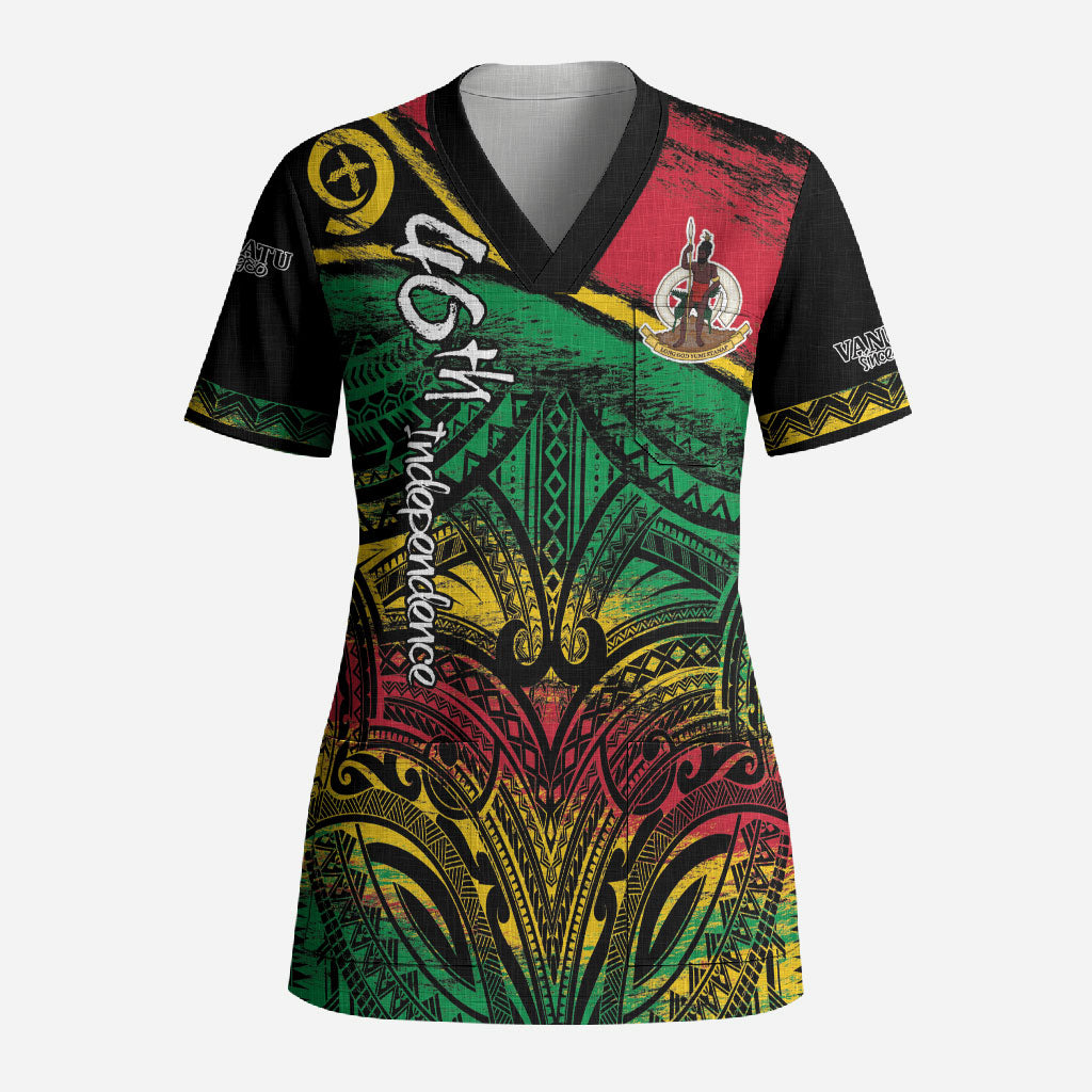 Vanuatu 46th Year Anniversary Scrub Top Vintage Grunge Vanuatu Flag Heritage