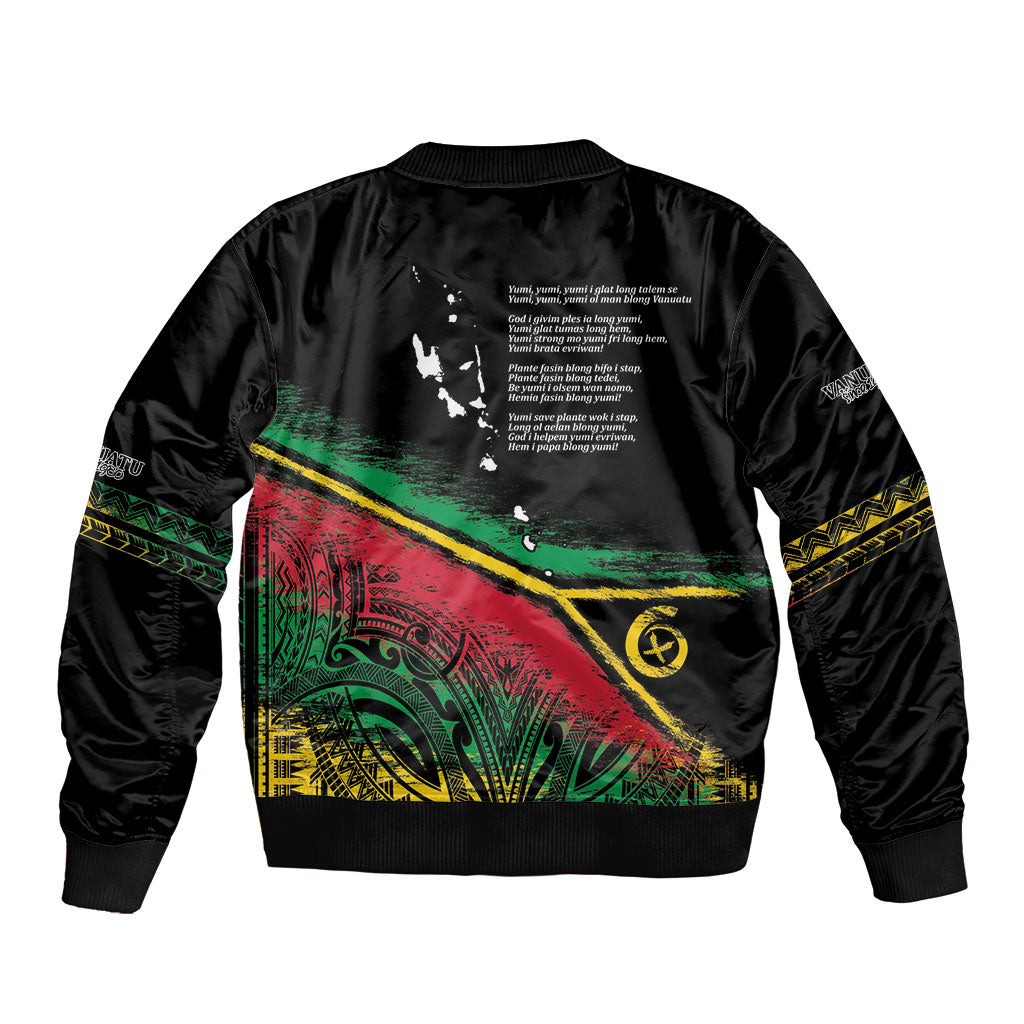 Vanuatu 46th Year Anniversary Sleeve Zip Bomber Jacket Vintage Grunge Vanuatu Flag Heritage