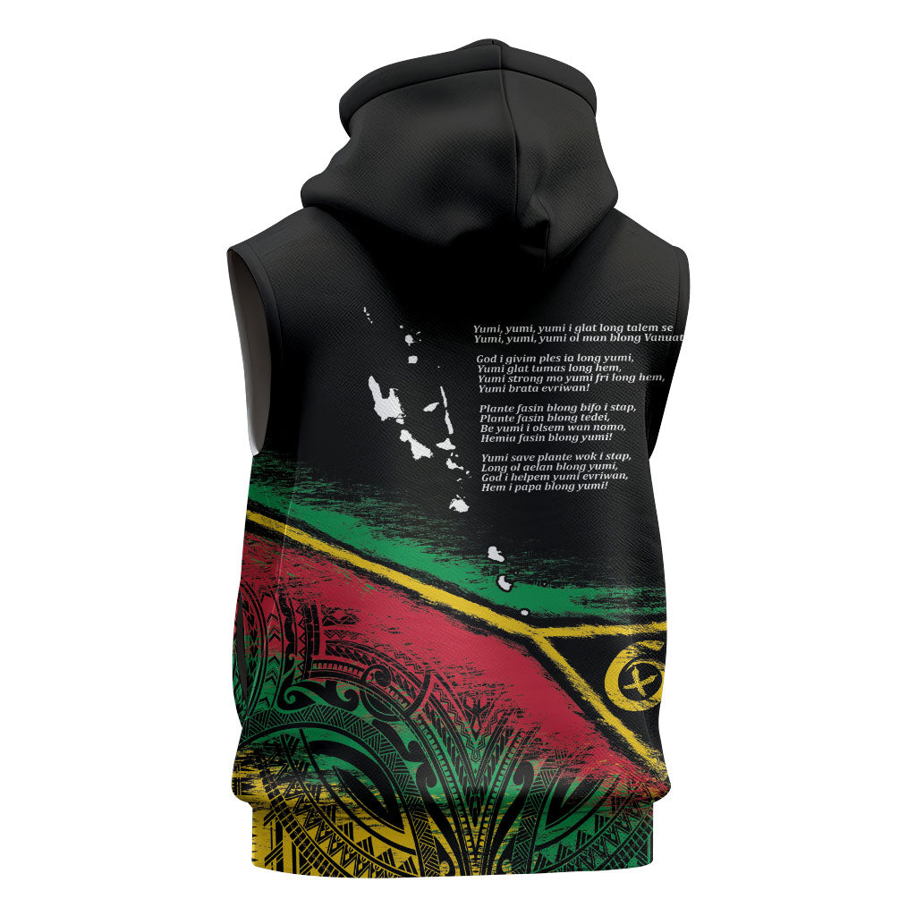 Vanuatu 46th Year Anniversary Sleeveless Zip Hoodie Vintage Grunge Vanuatu Flag Heritage