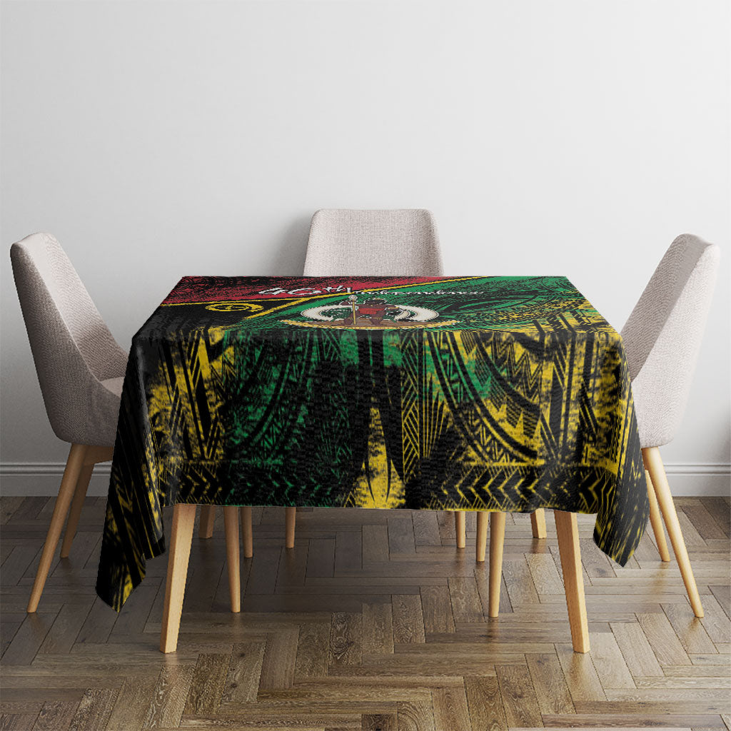 Vanuatu 46th Year Anniversary Tablecloth Vintage Grunge Vanuatu Flag Heritage