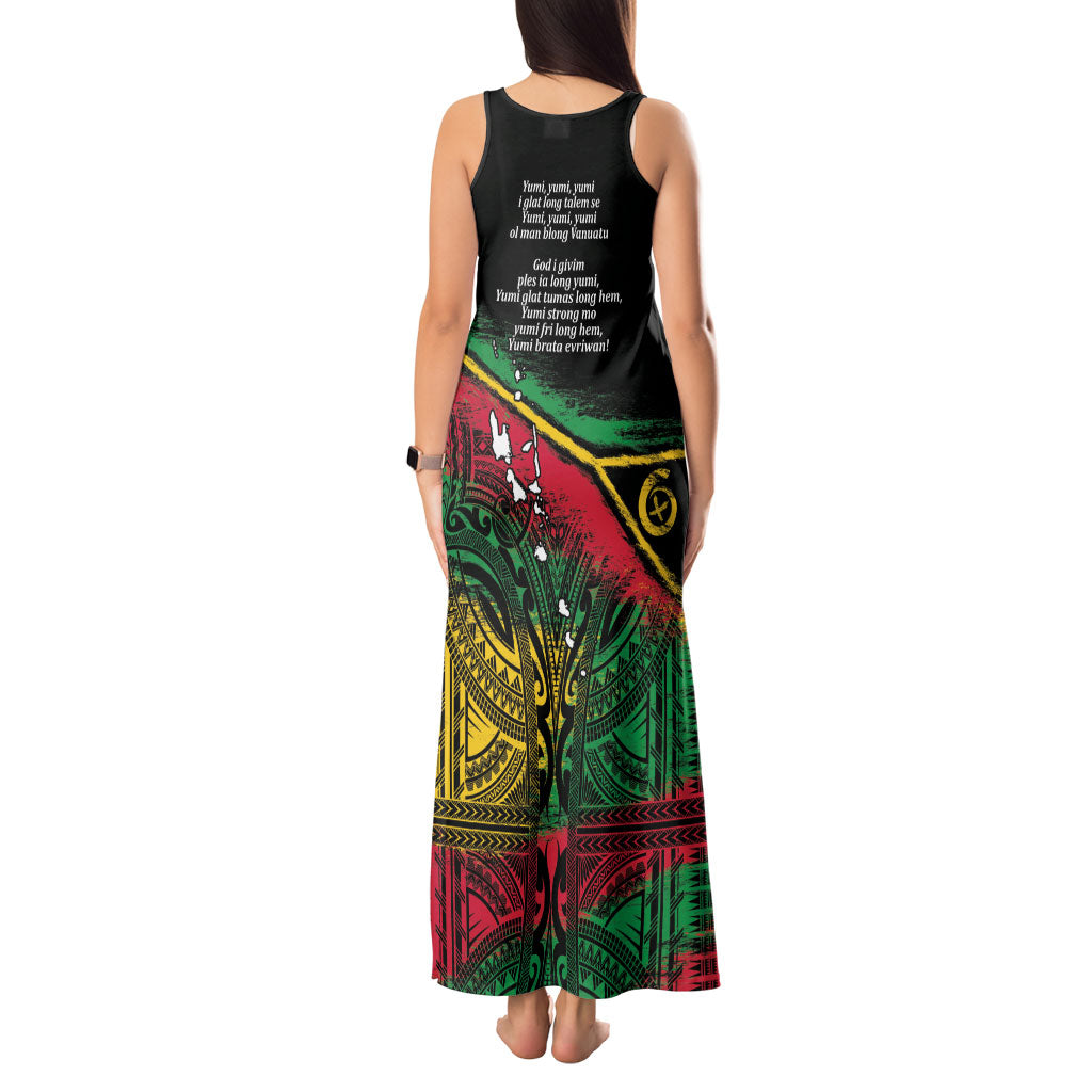 Vanuatu 46th Year Anniversary Tank Maxi Dress Vintage Grunge Vanuatu Flag Heritage