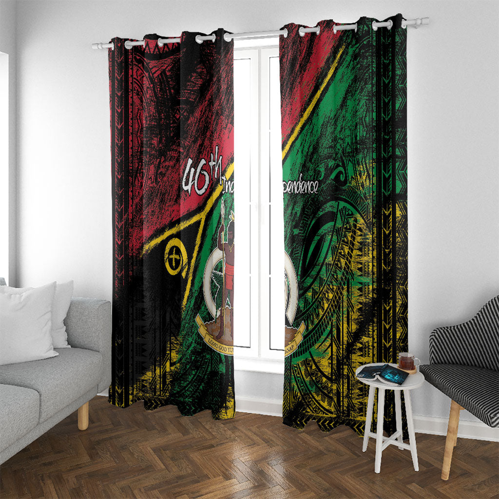 Vanuatu 46th Year Anniversary Window Curtain Vintage Grunge Vanuatu Flag Heritage