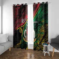 Vanuatu 46th Year Anniversary Window Curtain Vintage Grunge Vanuatu Flag Heritage