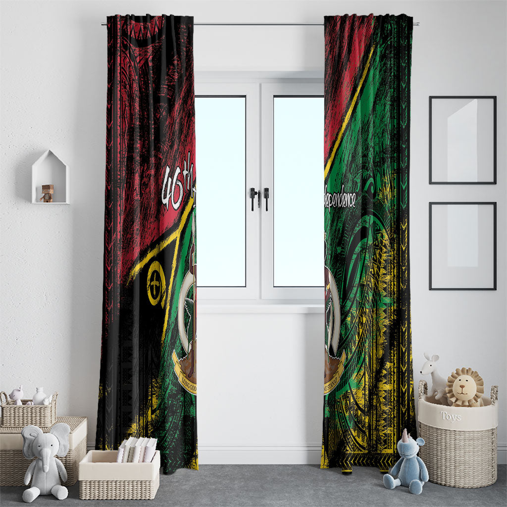 Vanuatu 46th Year Anniversary Window Curtain Vintage Grunge Vanuatu Flag Heritage