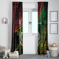 Vanuatu 46th Year Anniversary Window Curtain Vintage Grunge Vanuatu Flag Heritage