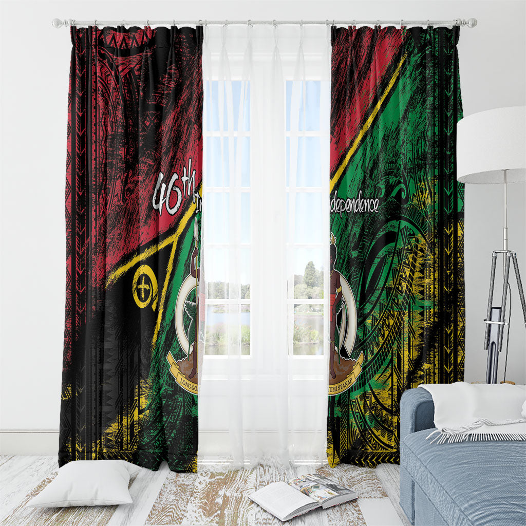 Vanuatu 46th Year Anniversary Window Curtain Vintage Grunge Vanuatu Flag Heritage