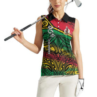 Vanuatu 46th Year Anniversary Women Sleeveless Polo Shirt Vintage Grunge Vanuatu Flag Heritage