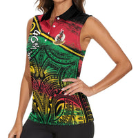 Vanuatu 46th Year Anniversary Women Sleeveless Polo Shirt Vintage Grunge Vanuatu Flag Heritage