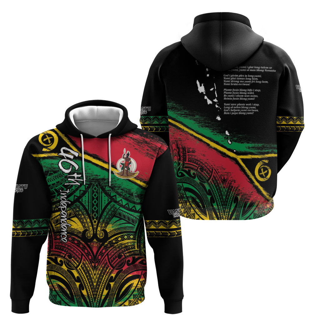 Vanuatu 46th Year Anniversary Zip Hoodie Vintage Grunge Vanuatu Flag Heritage