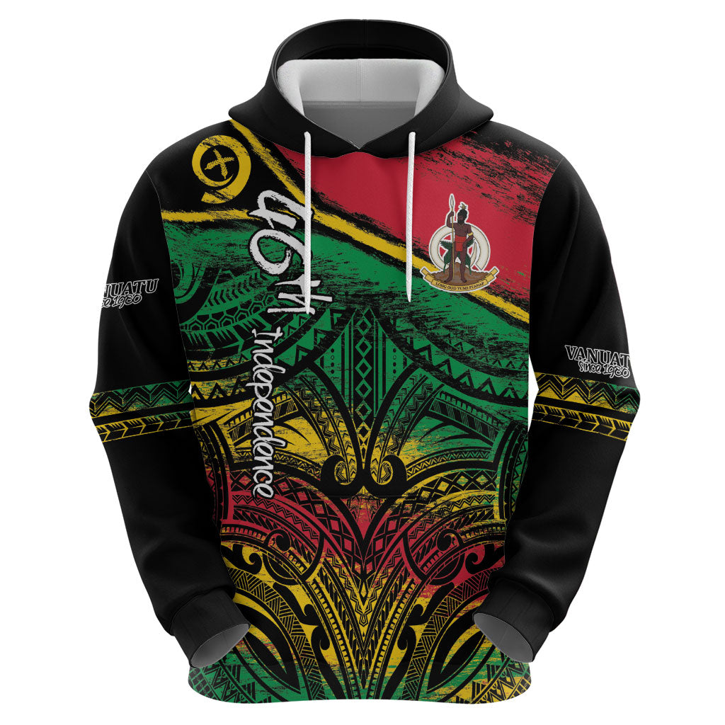 Vanuatu 46th Year Anniversary Zip Hoodie Vintage Grunge Vanuatu Flag Heritage