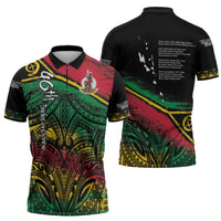 Vanuatu 46th Year Anniversary Zipper Polo Shirt Vintage Grunge Vanuatu Flag Heritage