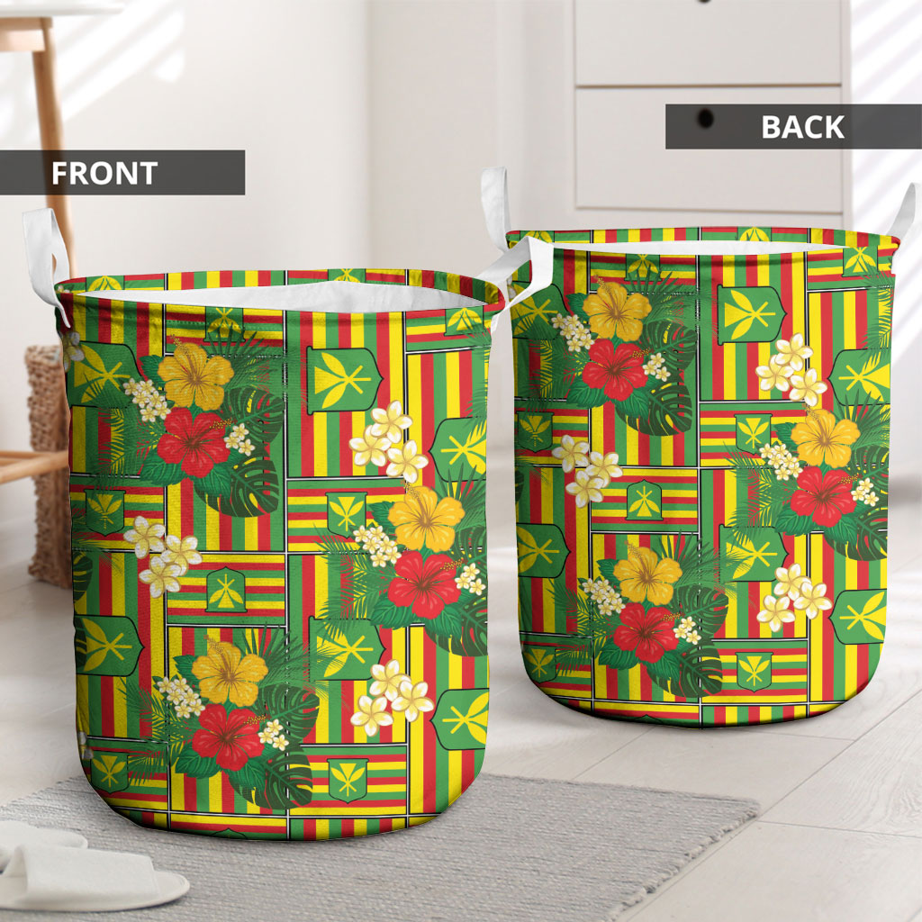Hawaii Kanaka Maoli Hibiscus Laundry Basket Hawaiian Flag Motif