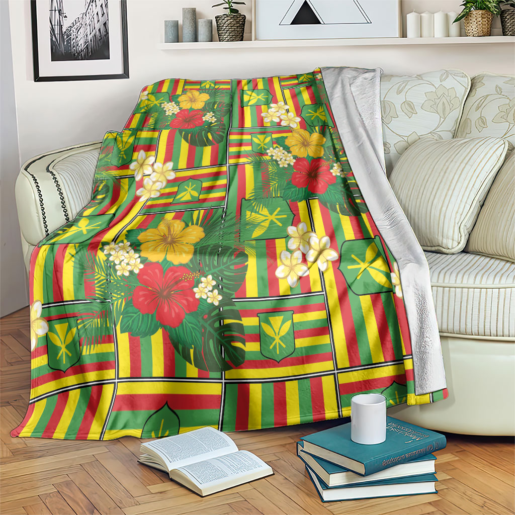 Hawaii Kanaka Maoli Hibiscus Blanket Hawaiian Flag Motif