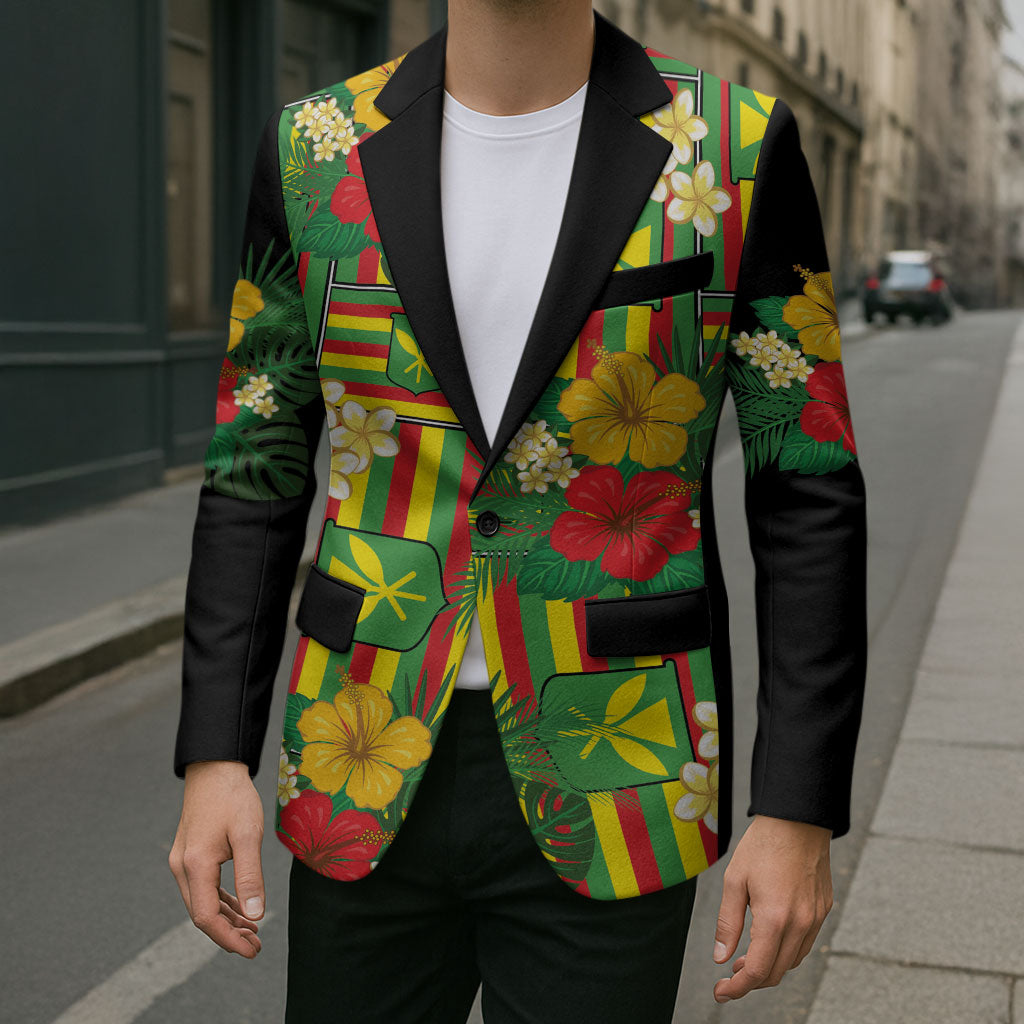 Hawaii Kanaka Maoli Hibiscus Blazer Hawaiian Flag Motif