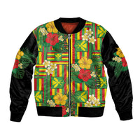 Hawaii Kanaka Maoli Hibiscus Bomber Jacket Hawaiian Flag Motif
