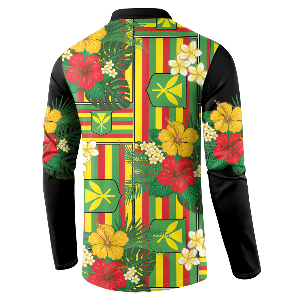 Hawaii Kanaka Maoli Hibiscus Button Sweatshirt Hawaiian Flag Motif