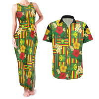 Hawaii Kanaka Maoli Hibiscus Couples Matching Tank Maxi Dress and Hawaiian Shirt Hawaiian Flag Motif LT9 Green - Polynesian Pride